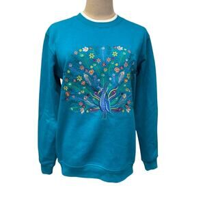 NWT!! "King Universal" Women's Peacock Embellished Sweatshirt‎ SZ S Turtleneck